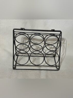 Black Metal 6-Bottle Wine Rack - Home Storage & Organization